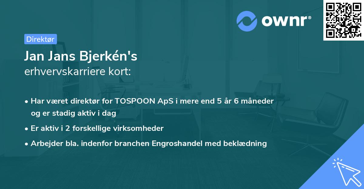 Jan Jans Bjerkén's erhvervskarriere kort
