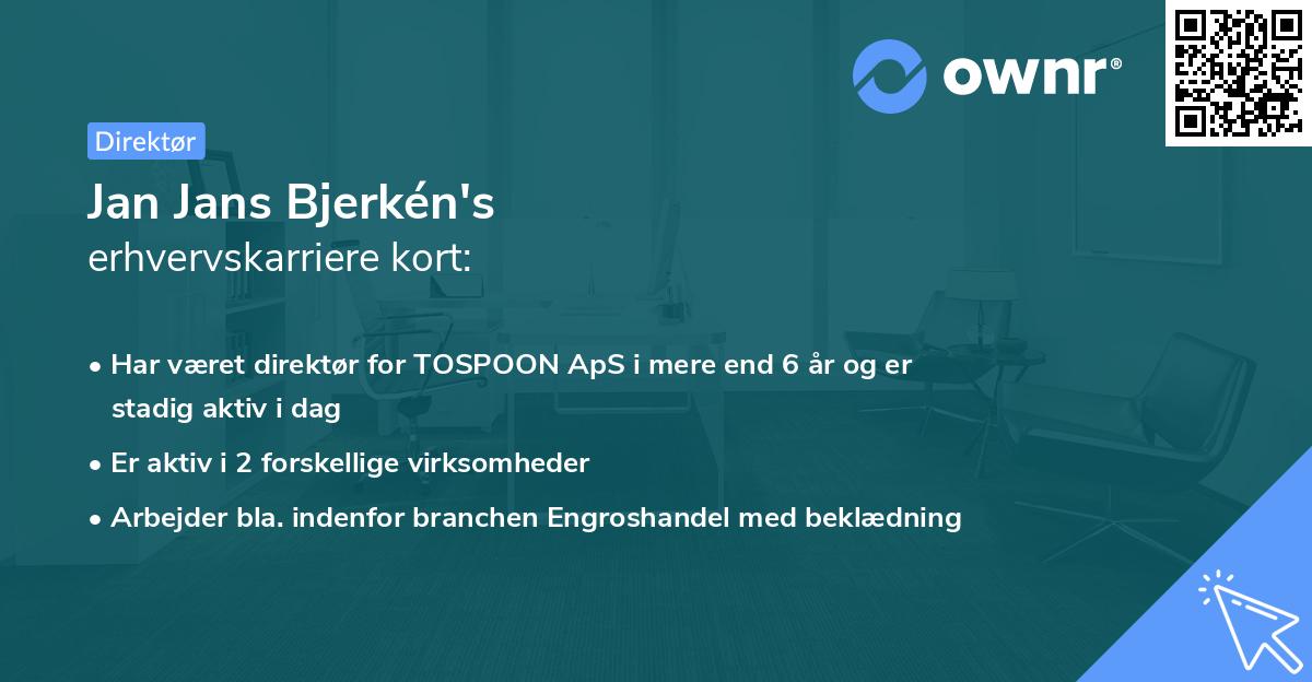 Jan Jans Bjerkén's erhvervskarriere kort