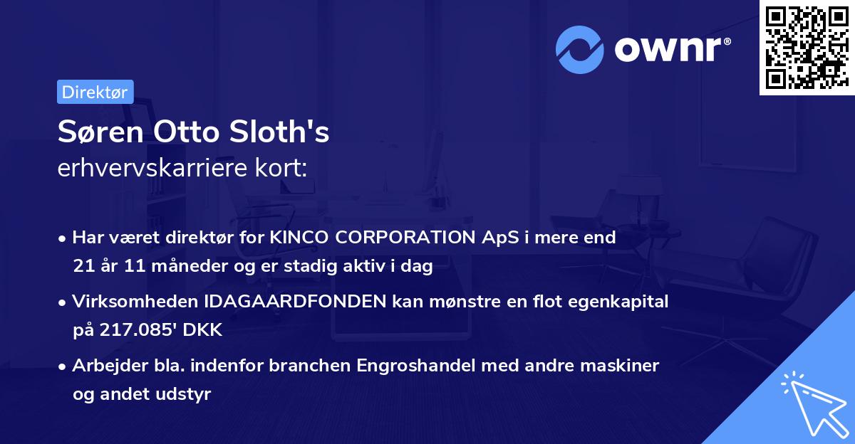 Søren Otto Sloth's erhvervskarriere kort