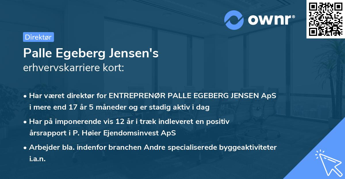 Palle Egeberg Jensen's erhvervskarriere kort
