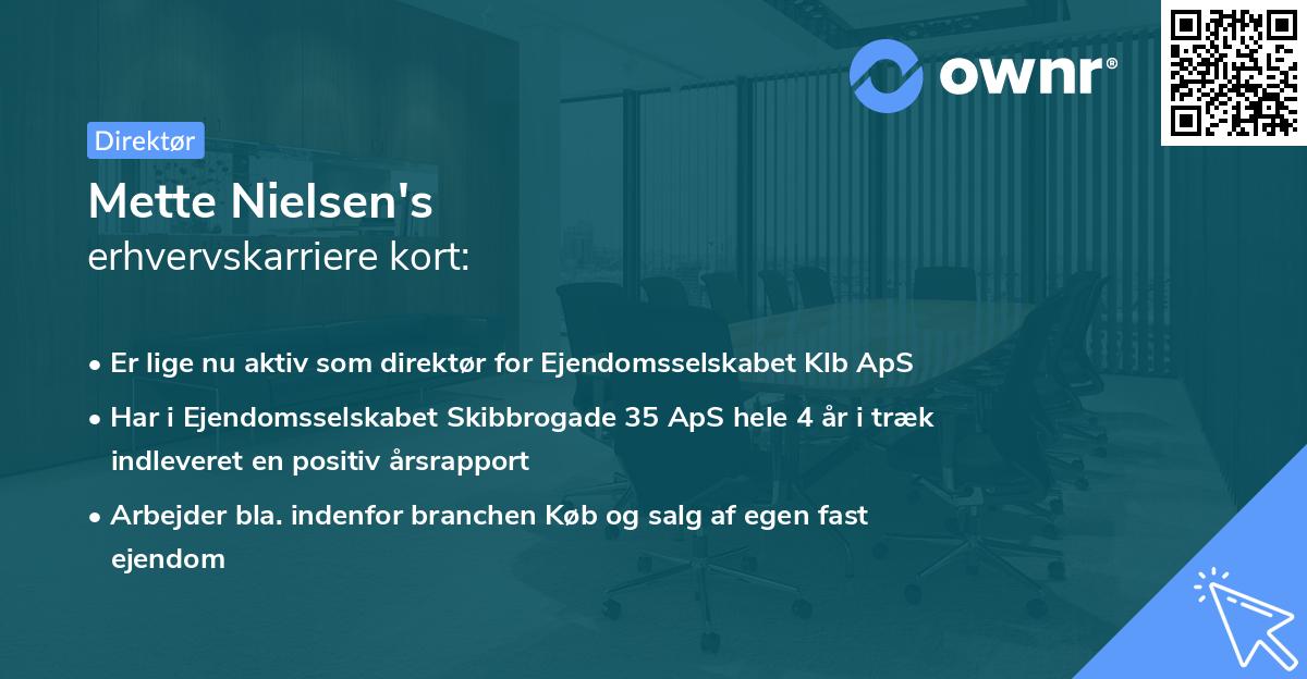 Mette Nielsen's erhvervskarriere kort