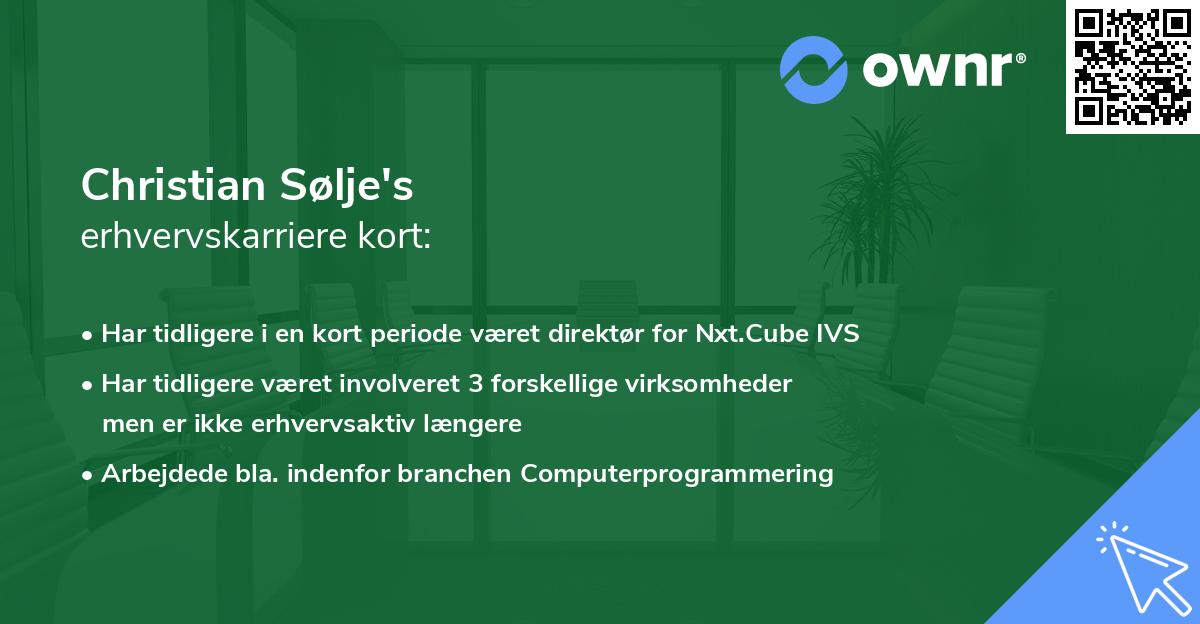 Christian Sølje's erhvervskarriere kort