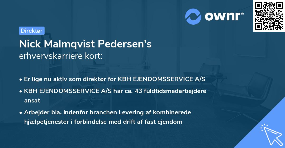 Nick Malmqvist Pedersen's erhvervskarriere kort