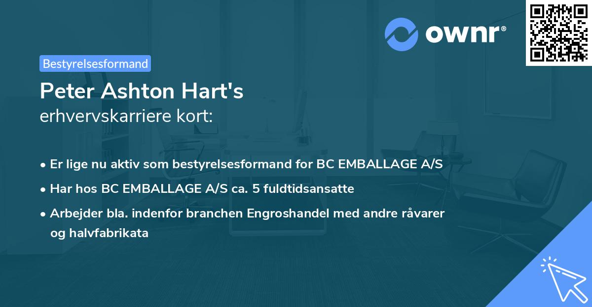 Peter Ashton Hart's erhvervskarriere kort