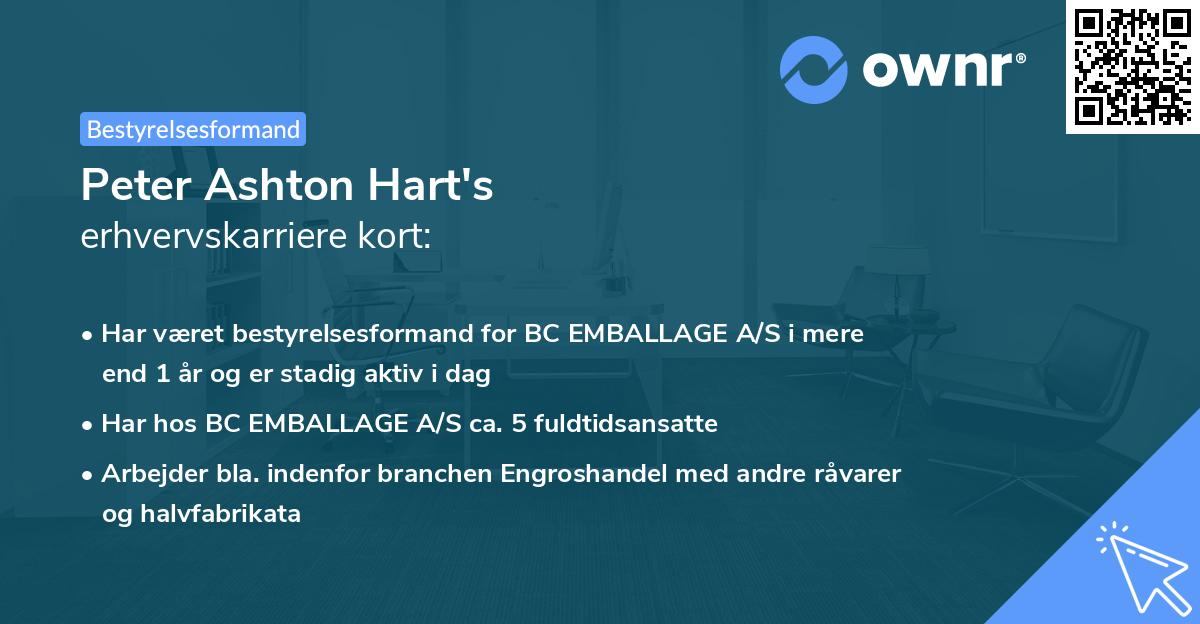 Peter Ashton Hart's erhvervskarriere kort