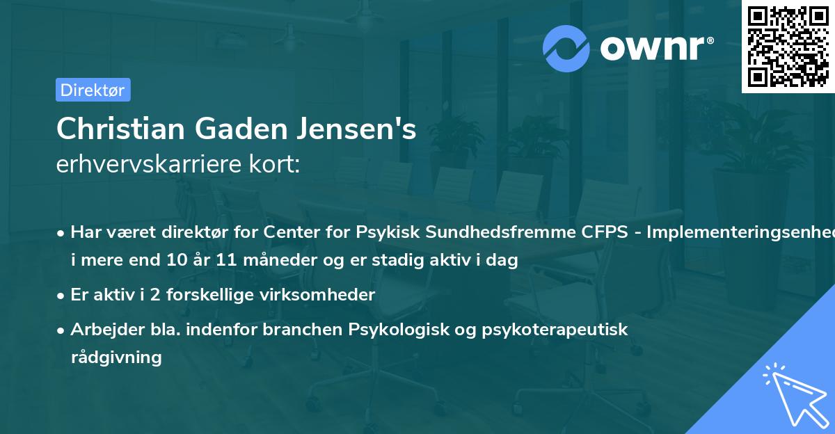 Christian Gaden Jensen's erhvervskarriere kort