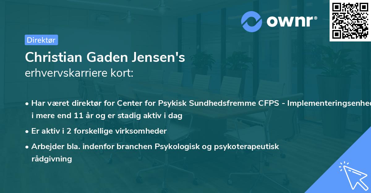 Christian Gaden Jensen's erhvervskarriere kort