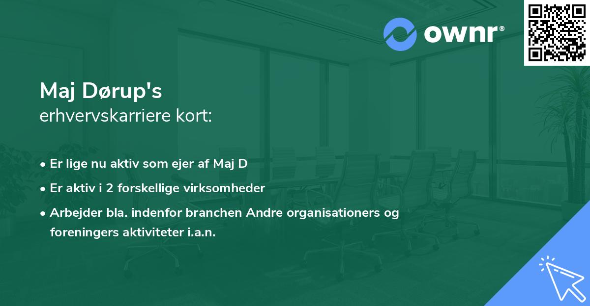 Maj Dørup's erhvervskarriere kort