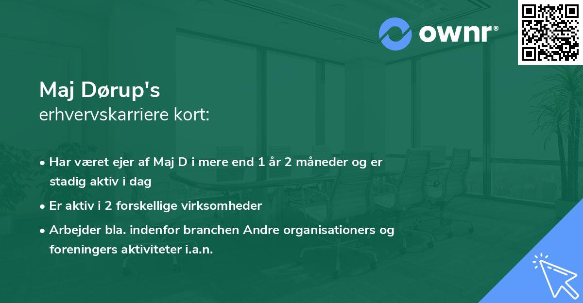 Maj Dørup's erhvervskarriere kort