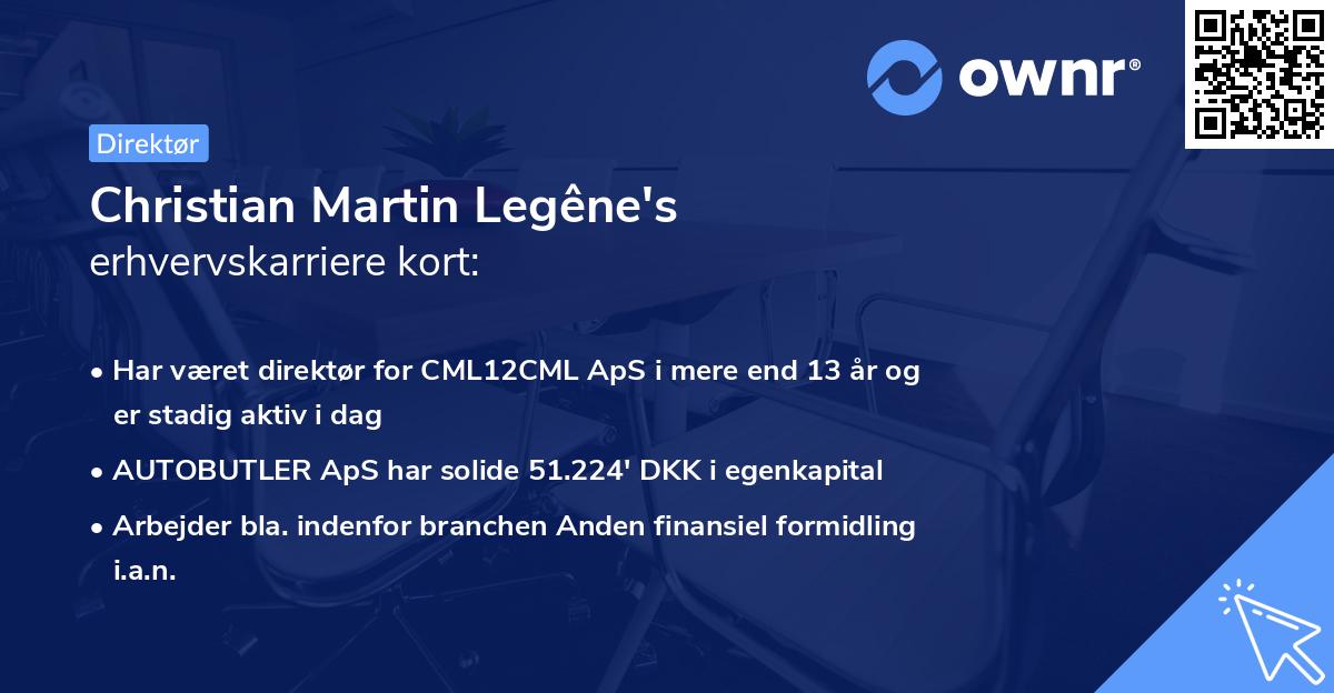 Christian Martin Legêne's erhvervskarriere kort