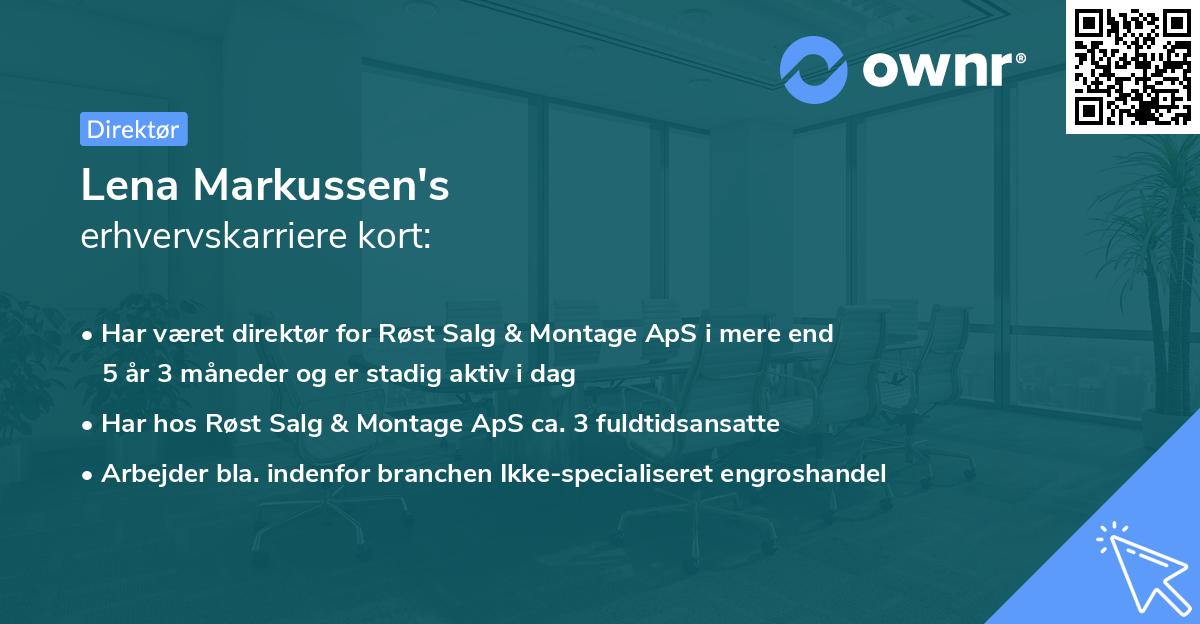 Lena Markussen's erhvervskarriere kort