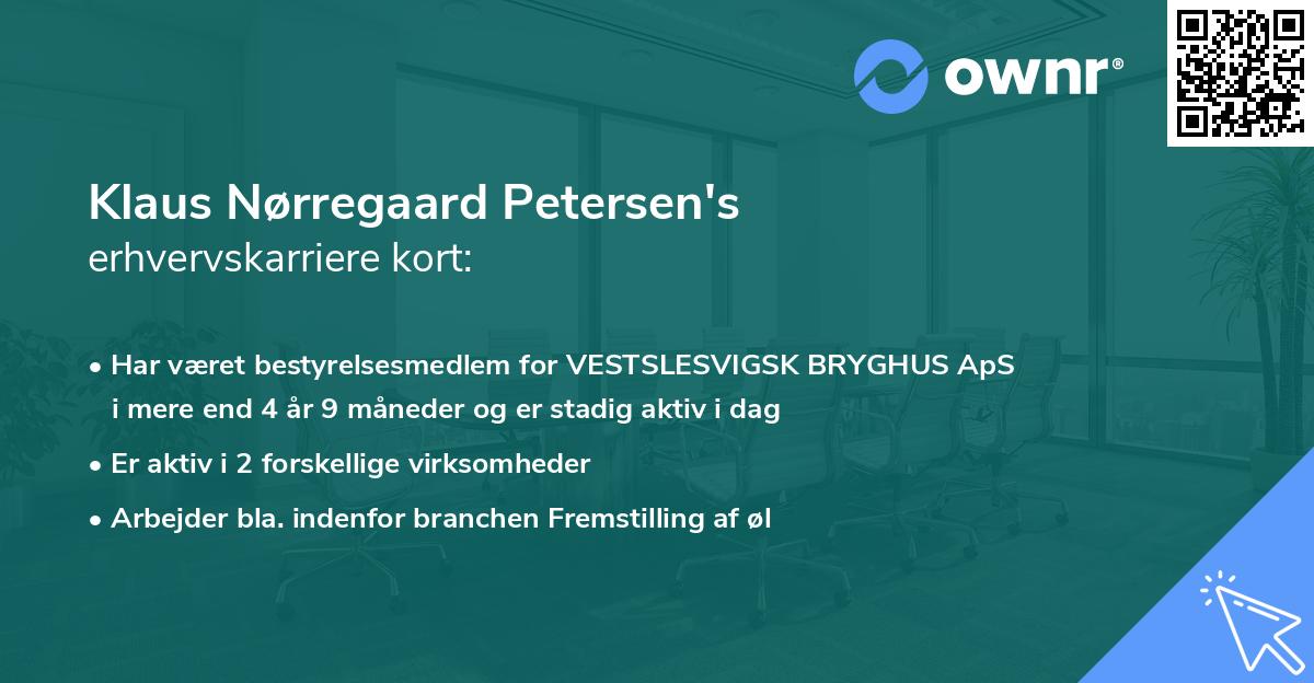 Klaus Nørregaard Petersen's erhvervskarriere kort