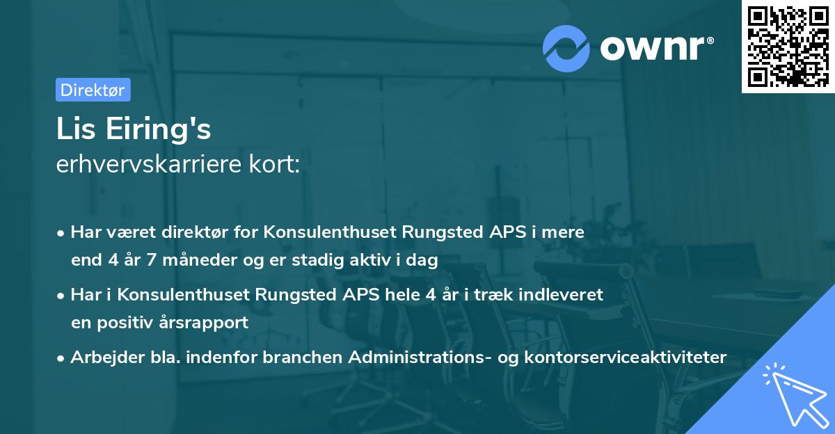 Lis Eiring's erhvervskarriere kort