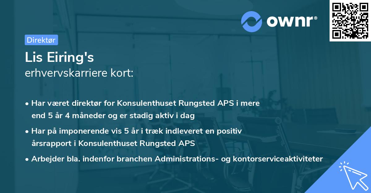 Lis Eiring's erhvervskarriere kort