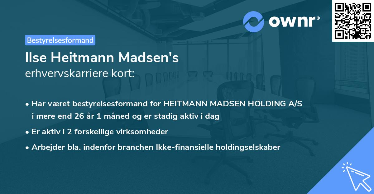 Ilse Heitmann Madsen's erhvervskarriere kort