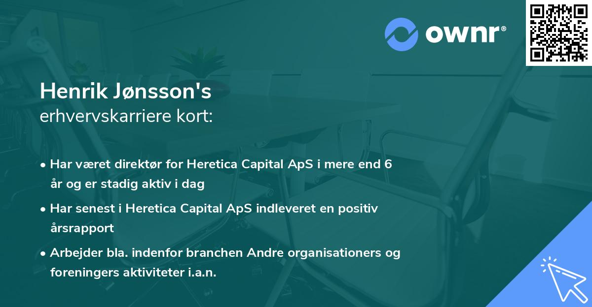 Henrik Jønsson's erhvervskarriere kort