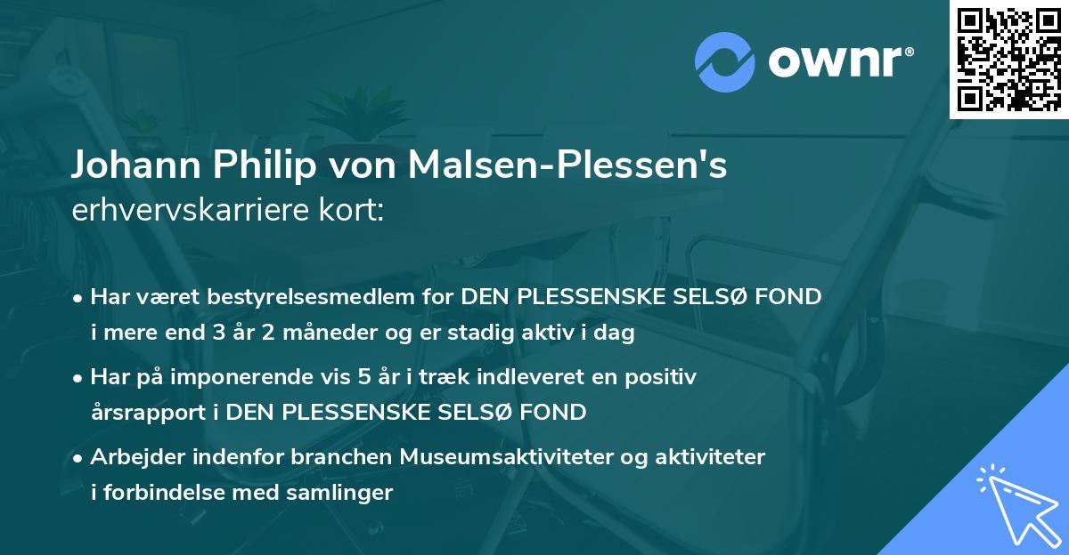 Johann Philip von Malsen-Plessen's erhvervskarriere kort