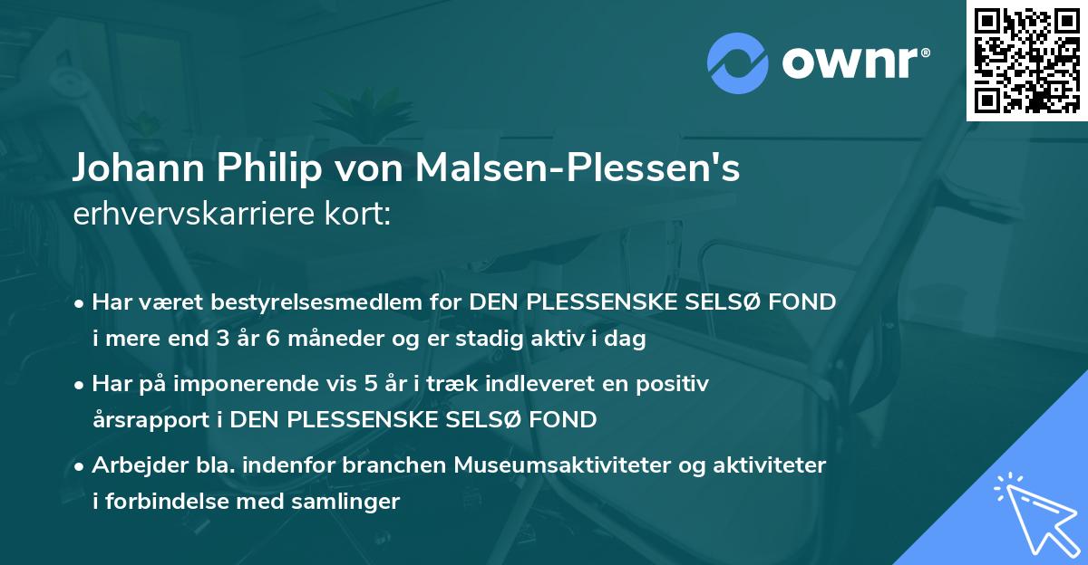 Johann Philip von Malsen-Plessen's erhvervskarriere kort