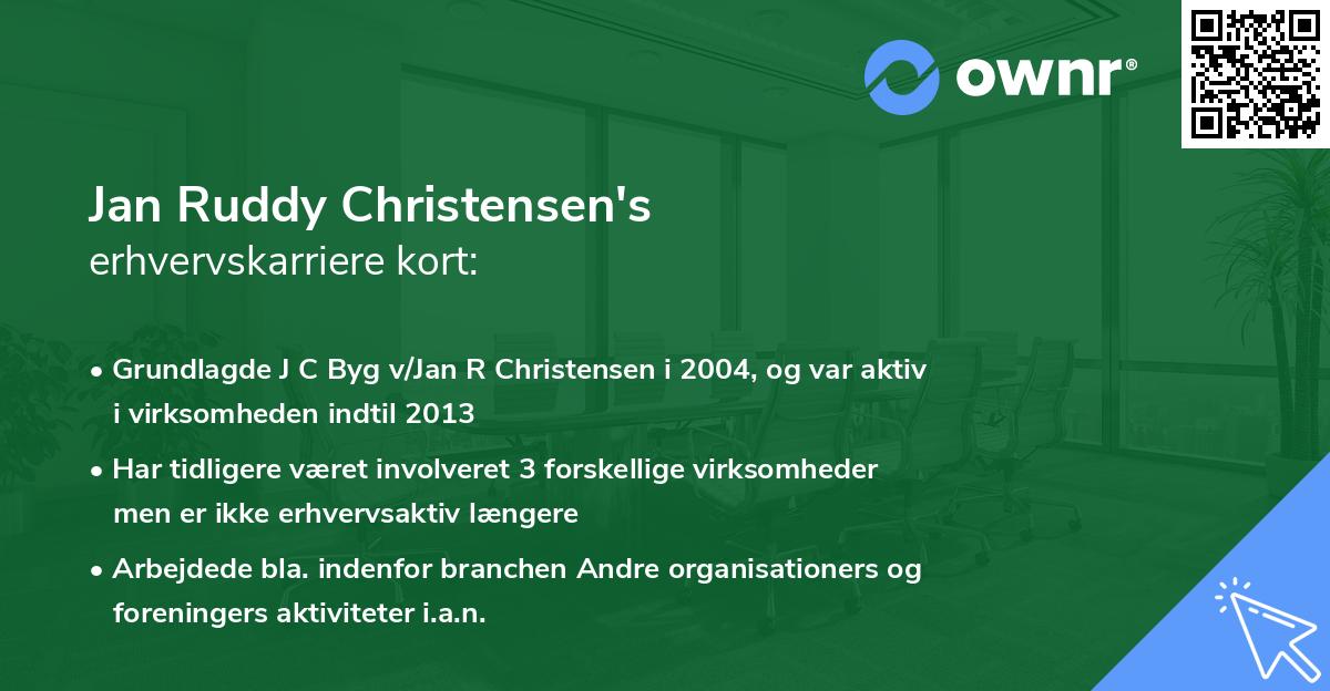Jan Ruddy Christensen's erhvervskarriere kort