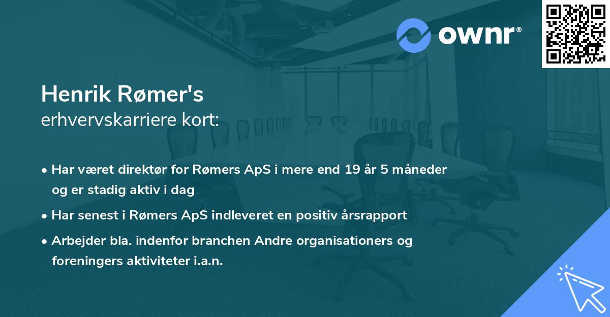 Henrik Rømer's erhvervskarriere kort