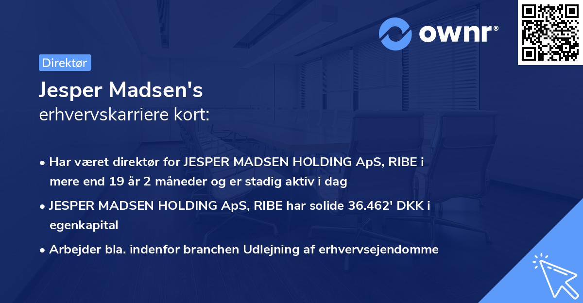 Jesper Madsen's erhvervskarriere kort