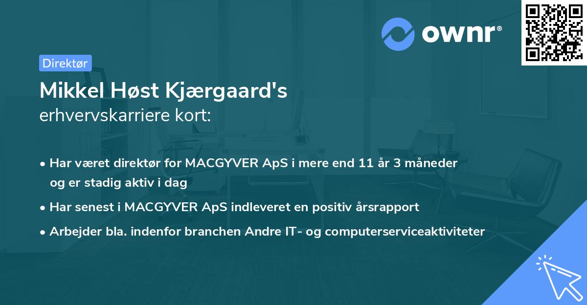 Mikkel Høst Kjærgaard's erhvervskarriere kort