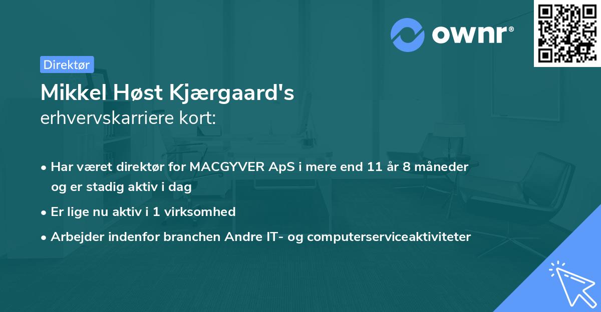 Mikkel Høst Kjærgaard's erhvervskarriere kort