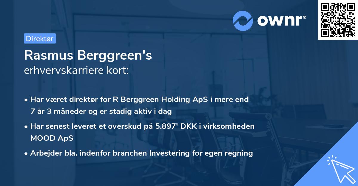 Rasmus Berggreen's erhvervskarriere kort