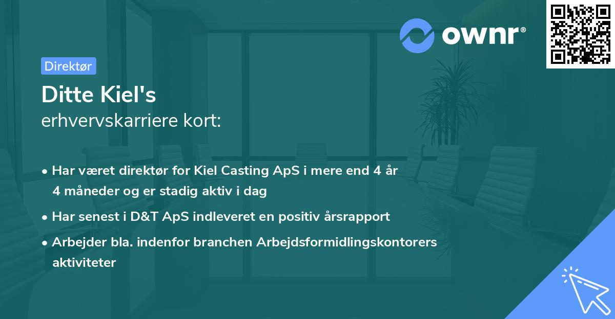 Ditte Kiel's erhvervskarriere kort