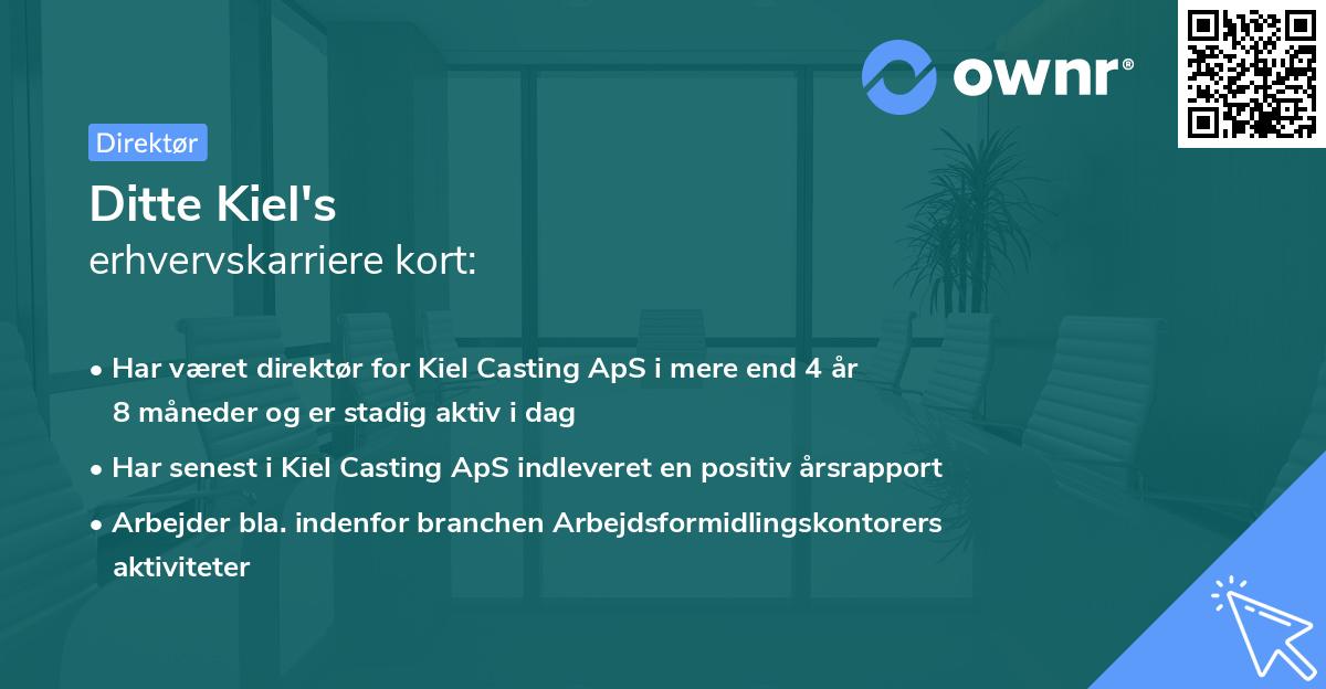 Ditte Kiel's erhvervskarriere kort