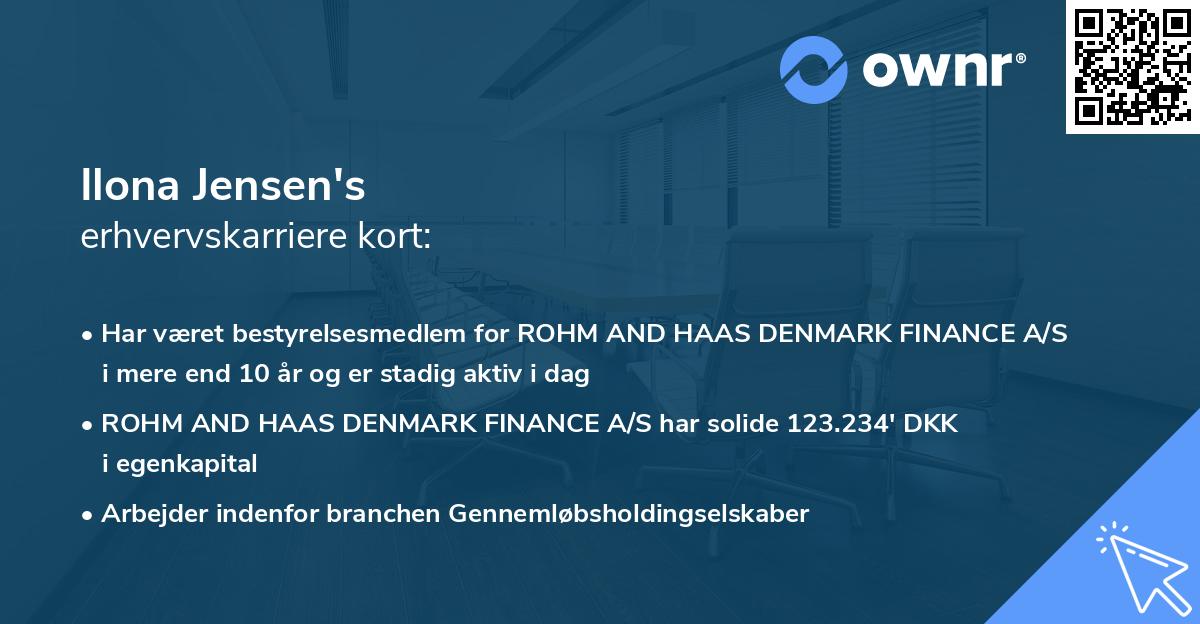 Ilona Jensen's erhvervskarriere kort