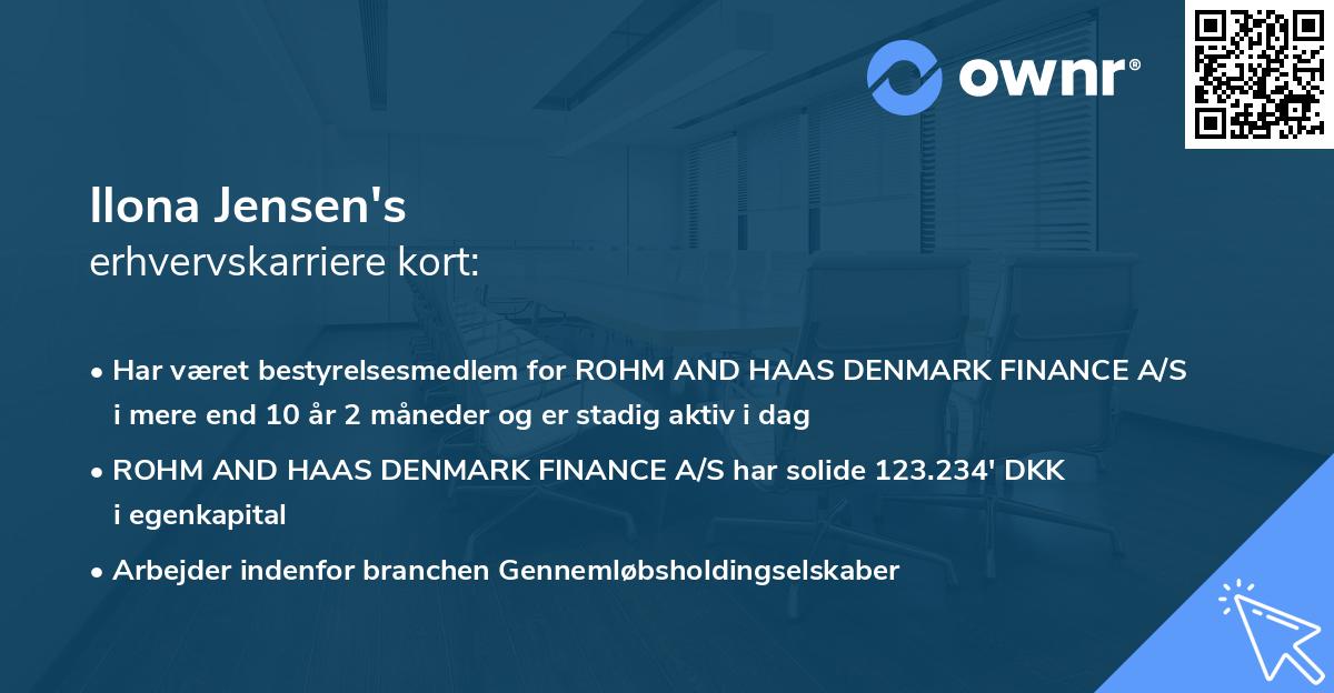 Ilona Jensen's erhvervskarriere kort