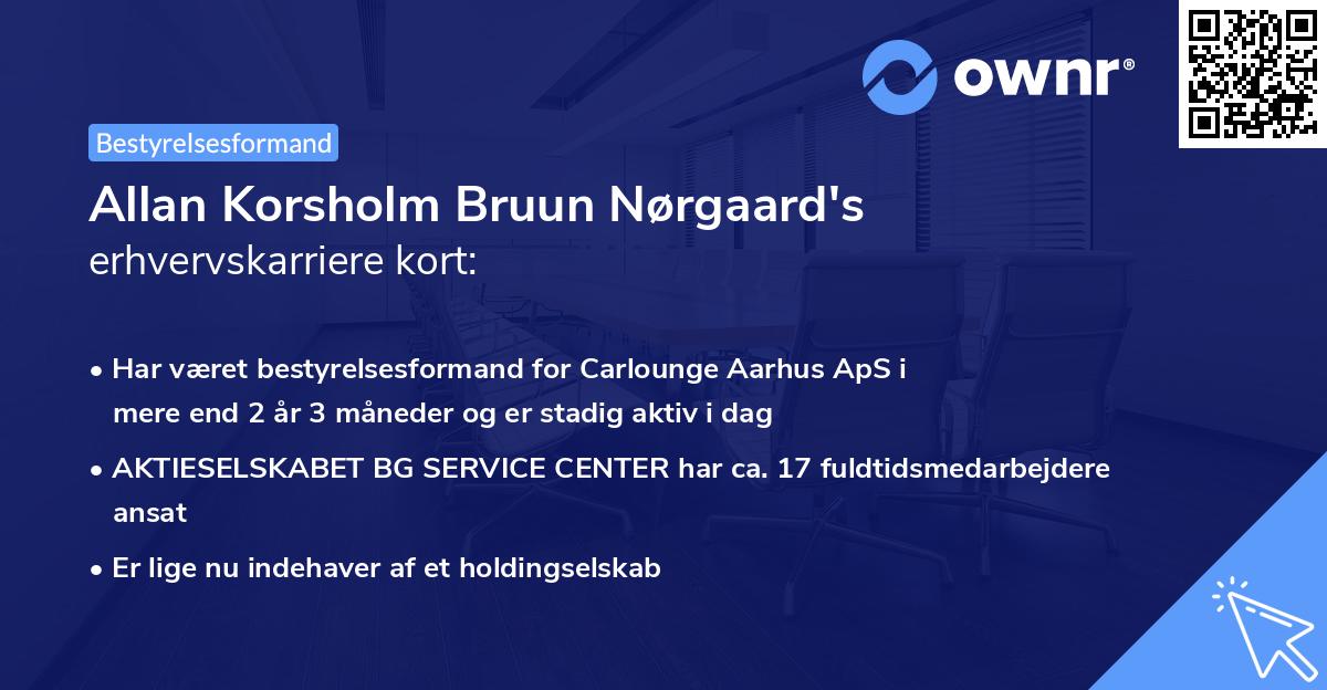 Allan Korsholm Bruun Nørgaard's erhvervskarriere kort