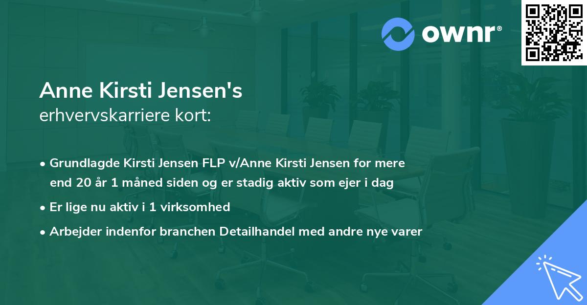 Anne Kirsti Jensen's erhvervskarriere kort