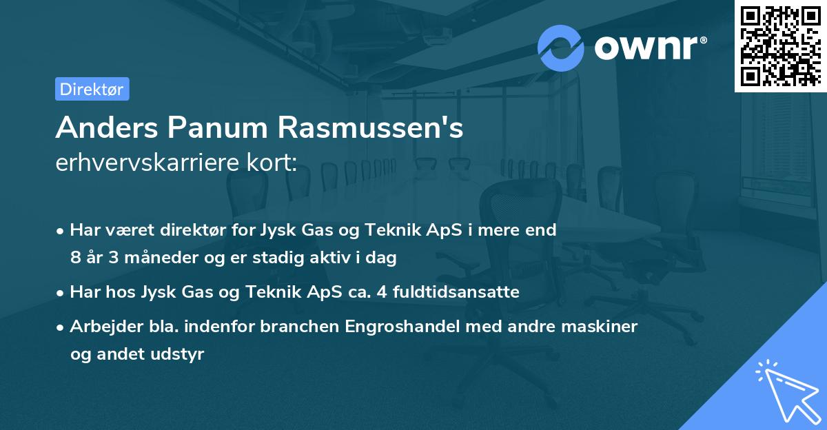 Anders Panum Rasmussen's erhvervskarriere kort