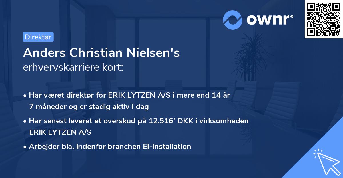 Anders Christian Nielsen's erhvervskarriere kort