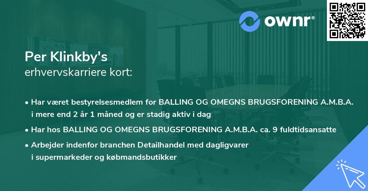 Per Klinkby's erhvervskarriere kort