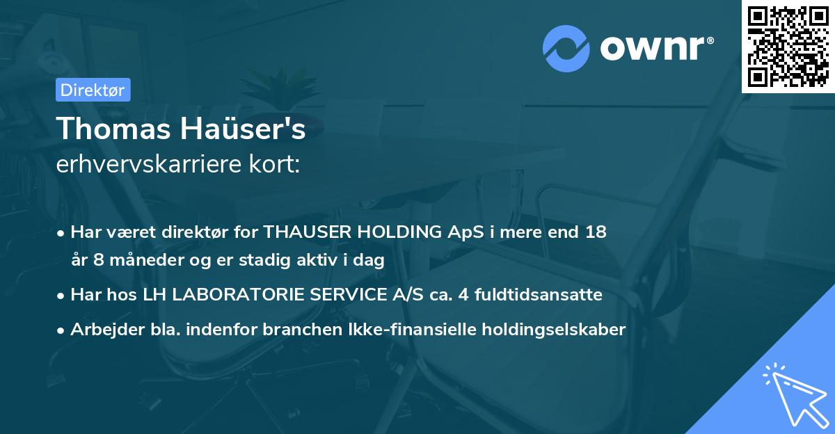 Thomas Haüser's erhvervskarriere kort
