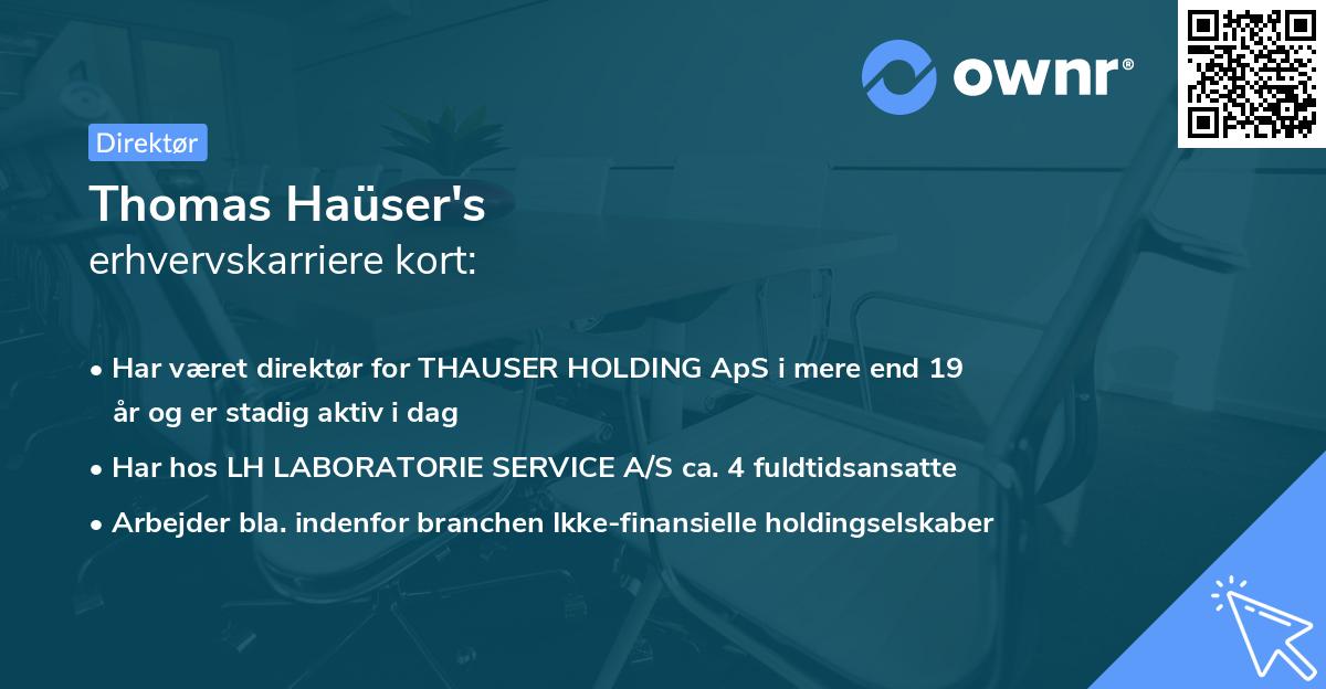 Thomas Haüser's erhvervskarriere kort