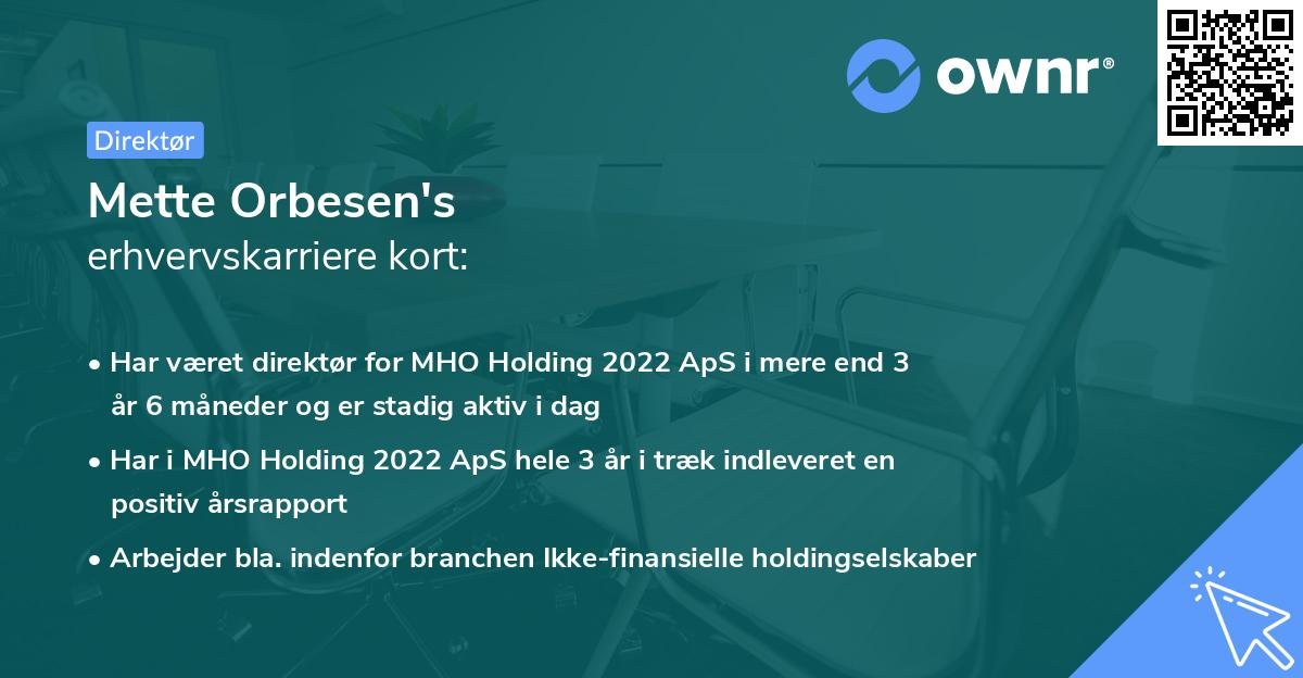 Mette Orbesen's erhvervskarriere kort