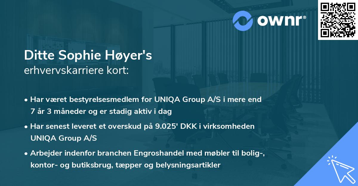 Ditte Sophie Høyer's erhvervskarriere kort