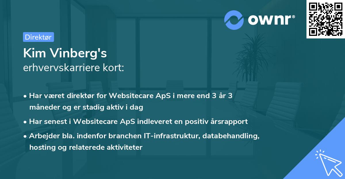 Kim Vinberg's erhvervskarriere kort