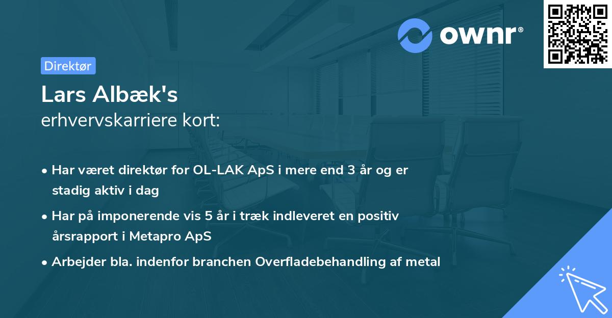 Lars Albæk's erhvervskarriere kort
