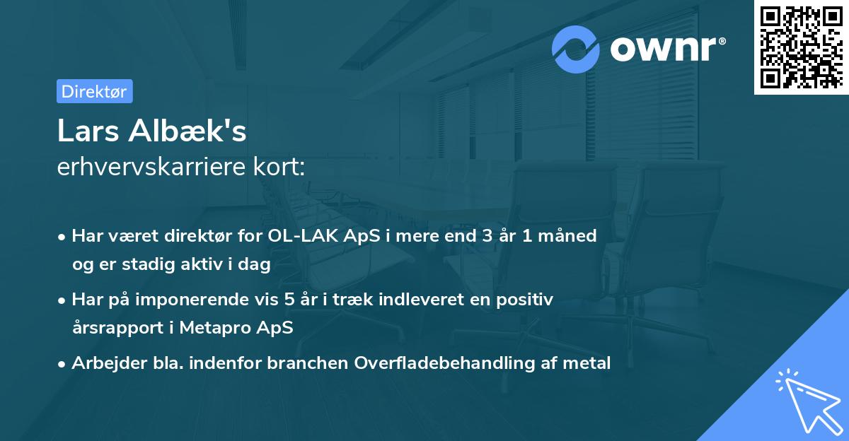 Lars Albæk's erhvervskarriere kort