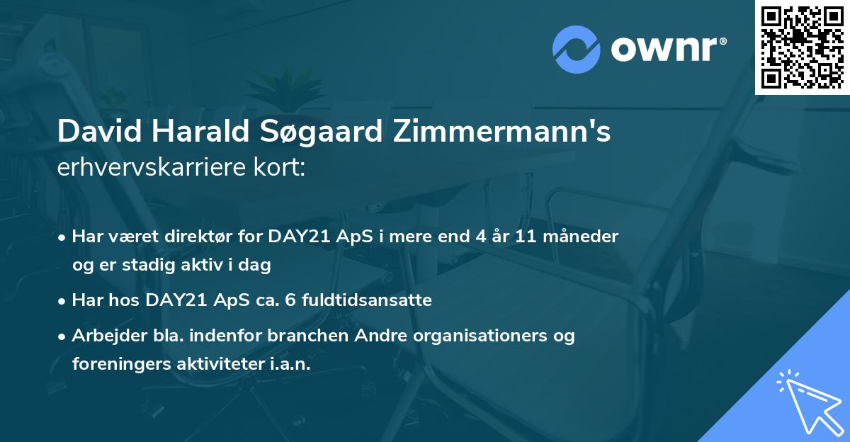 David Harald Søgaard Zimmermann's erhvervskarriere kort