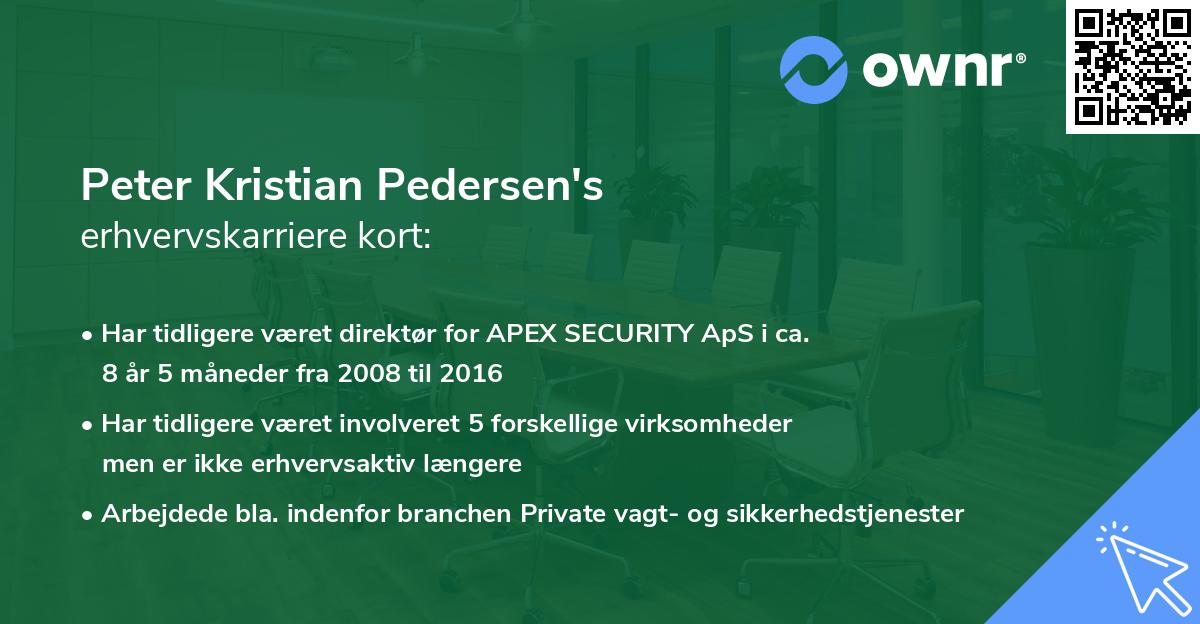 Peter Kristian Pedersen's erhvervskarriere kort