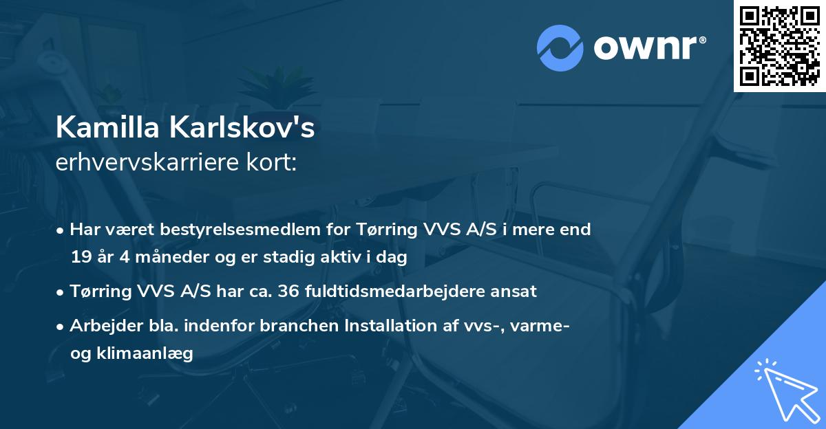 Kamilla Karlskov's erhvervskarriere kort
