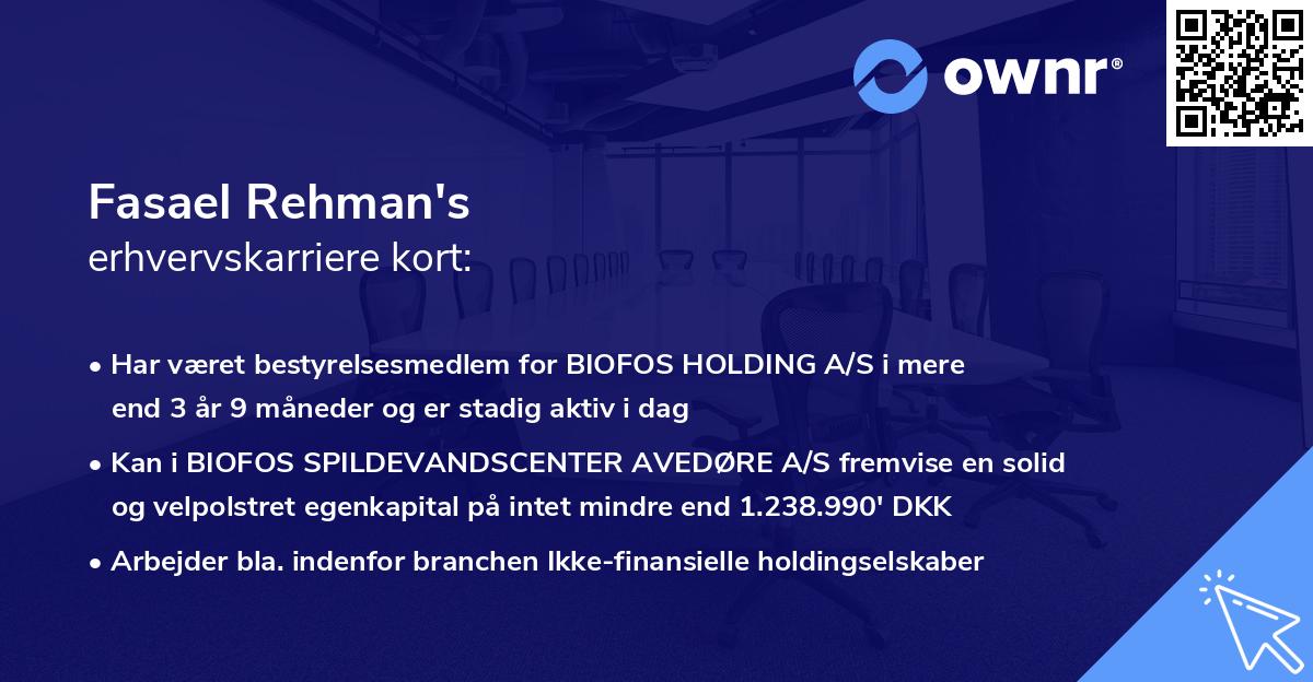 Fasael Rehman's erhvervskarriere kort