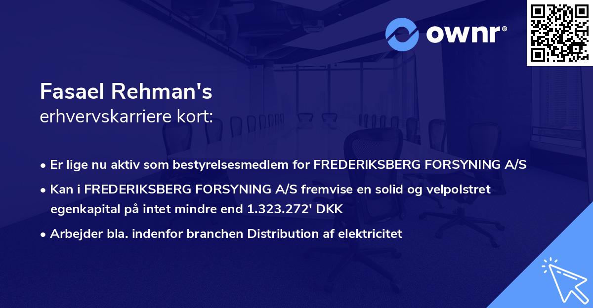 Fasael Rehman's erhvervskarriere kort