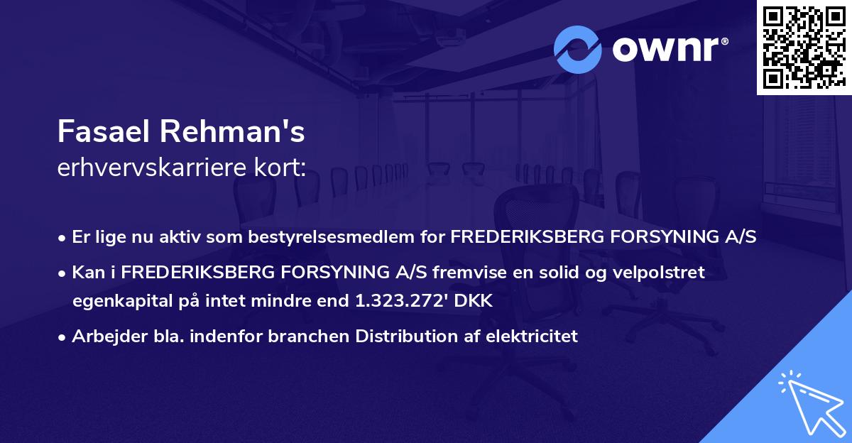 Fasael Rehman's erhvervskarriere kort